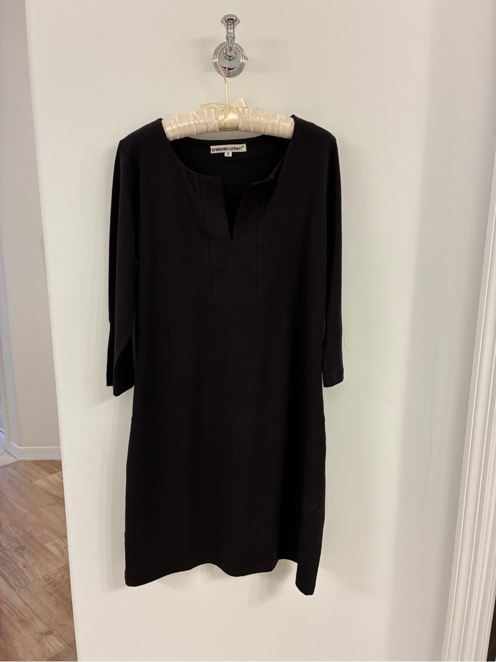 Barbara Gerwit Black Split-Neck Dress